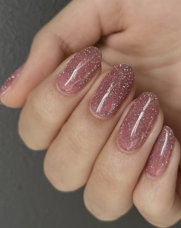 Pink glitter nails
